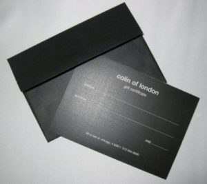 colin of london- gift certificate sample