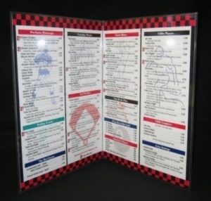 Time Out Restaurant sample-laminated menu